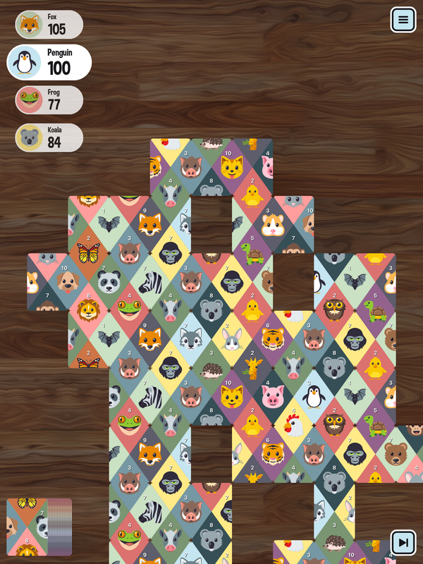 Matchimals on iPad: the board filling up near the end of a game