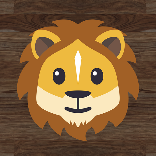 Matchimals app icon — a lion face on a wooden background